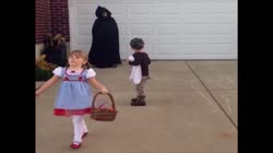 Scared Trick or Treater Peaces Out